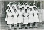 A group of student nurses on the steps of the Rockhampton Hospital January 1966