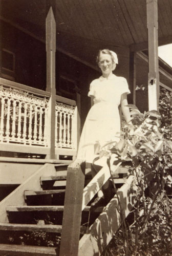 Nurse Betty Francis (later Elizabeth West) at Rockhampton Hospital's old Isolation Ward 1948