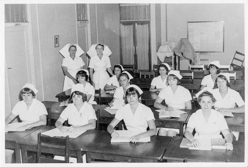 Student nurses in class at the Rockhampton Hospital, September 1965