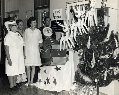 Christmas decorations in a ward at the Rockhampton Hospital 1960s.