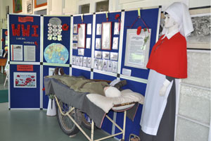 Portion of a display at the Country Hospital Museum commemorating the role of nurses in World War 1.