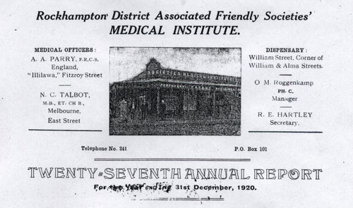 Rockhampton Friendly Societies 1920 Annual Report