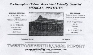 Rockhampton Friendly Societies 1920 Annual Report