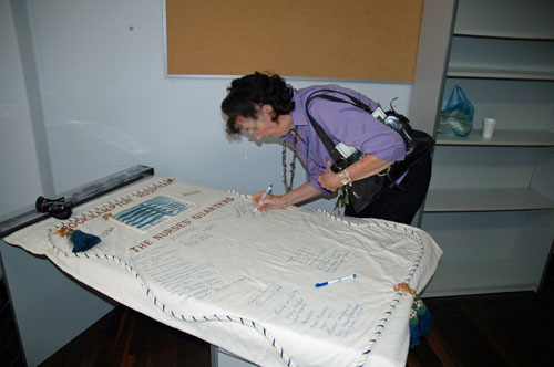 Signing the Commemorative Banner